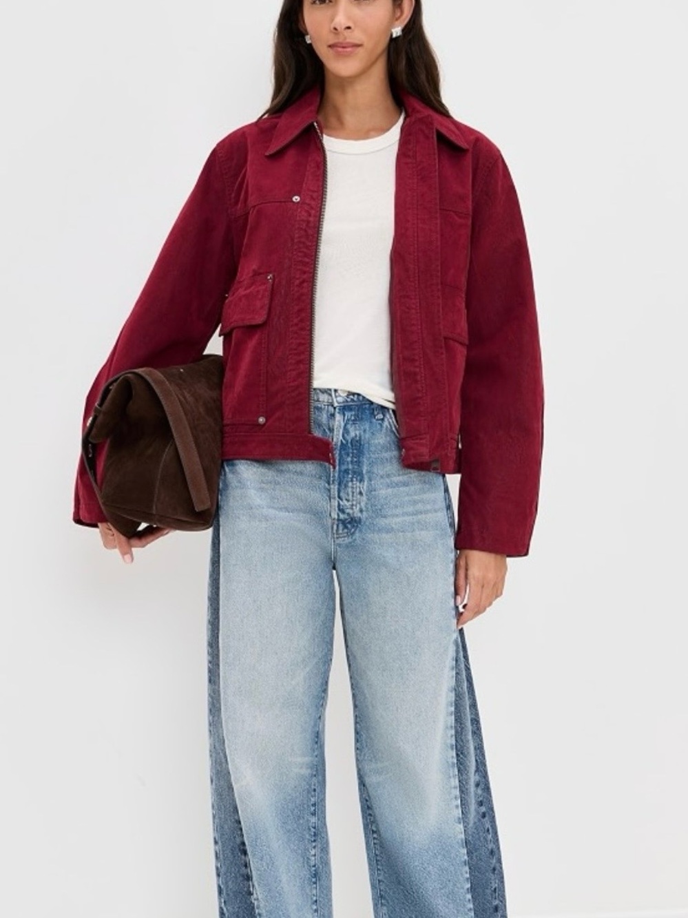 Free People Blair Faux Suede Burgundy Jacket
